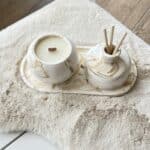 מארז נר ומפיץ ריח דיימונד לבן שמנת וחום