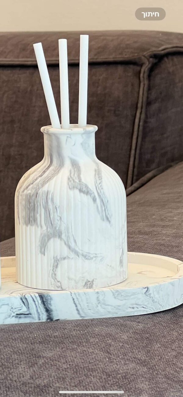 ⁦אגרטל / מפיץ פסים לבן אפור שחור⁩ – תמונה ⁦2⁩