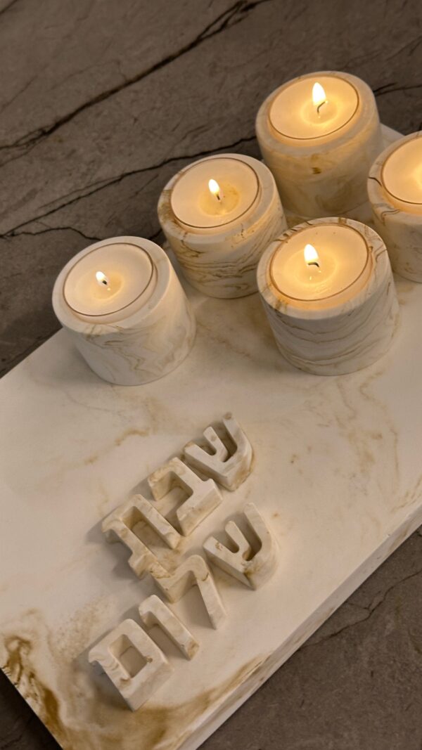 ⁦מגש 5 פמוטים לשבת קודש⁩ – תמונה ⁦2⁩