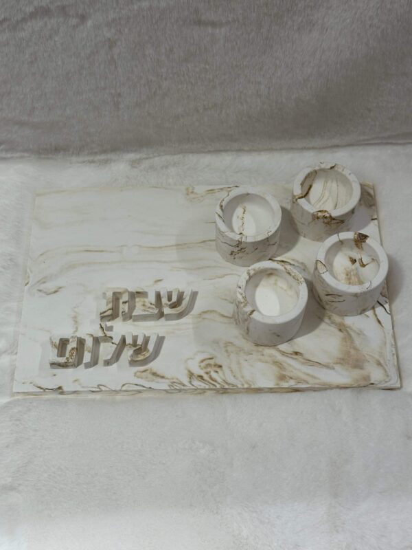 ⁦מגש 4 פמוטים לשבת קודש⁩ – תמונה ⁦2⁩