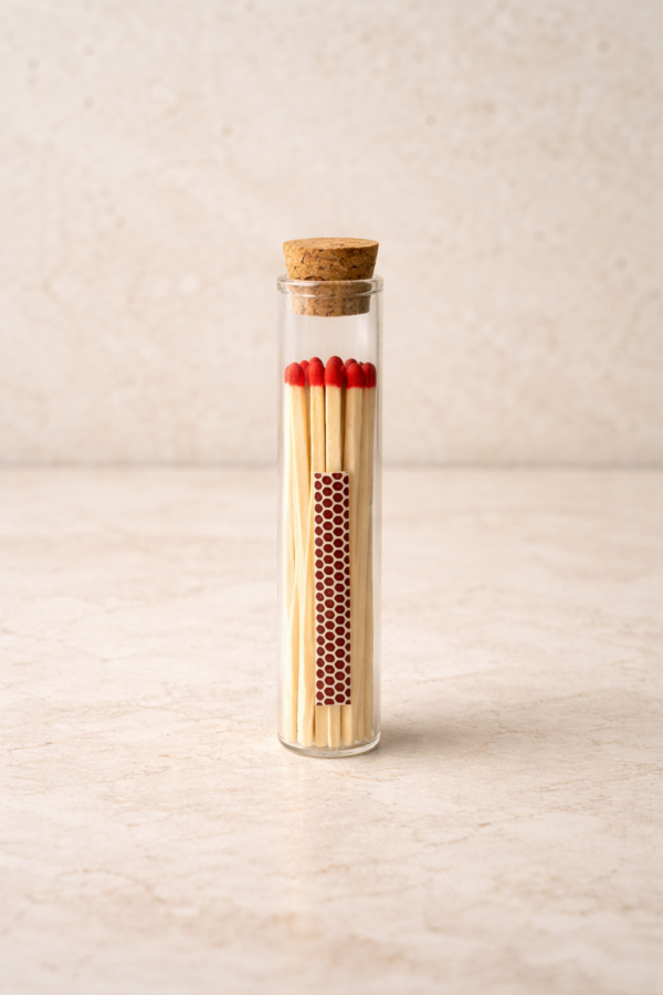 ⁦בקבוק זכוכית מעוצב עם גפרורים⁩ – תמונה ⁦2⁩