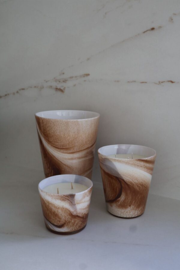 ⁦נר ריינה חום שמנת לבן⁩ – תמונה ⁦3⁩