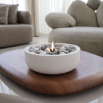 קערת אש הרמס מבטון בצבע לבן טבעי