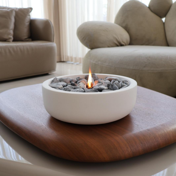 ⁦קערת אש הרמס מבטון בצבע לבן טבעי⁩ – תמונה ⁦2⁩