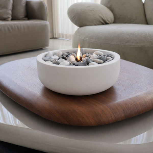 ⁦קערת אש הרמס מבטון בצבע לבן טבעי⁩ – תמונה ⁦3⁩