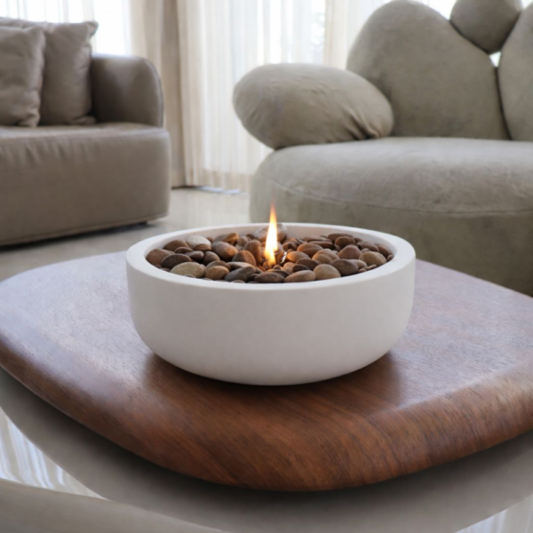 ⁦קערת אש הרמס מבטון בצבע לבן טבעי⁩ – תמונה ⁦5⁩