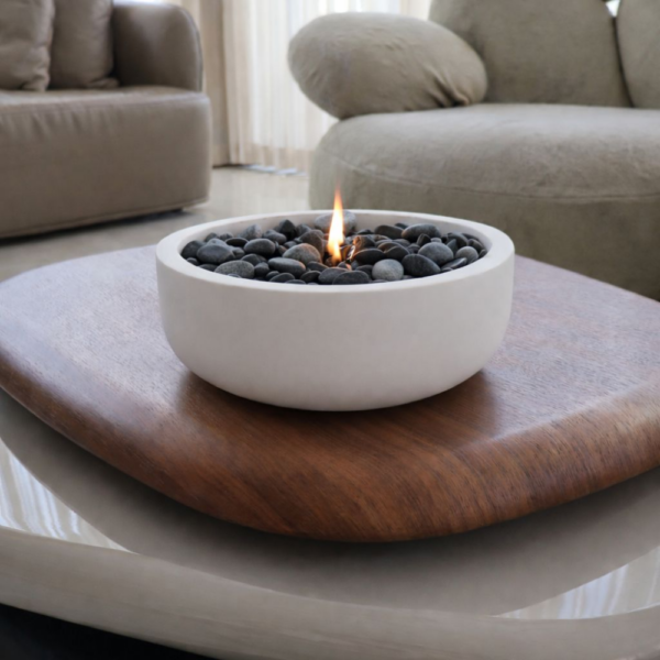 ⁦קערת אש הרמס מבטון בצבע לבן טבעי⁩ – תמונה ⁦6⁩