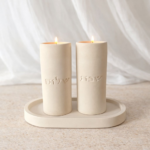 מגש פמוטי שבת עטרת בצבע שמנת