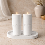 מגש פמוטי שבת עטרת בצבע לבן