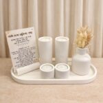 מגש פמוטי שבת עדיה בצבע לבן