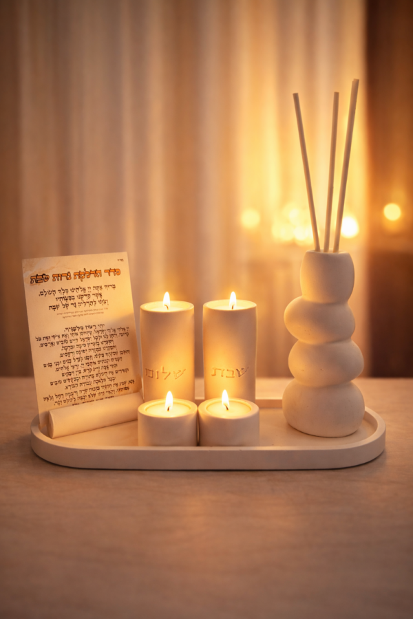 מגש פמוטי שבת פאר בצבע לבן - Image 2