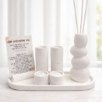 מגש פמוטי שבת פאר בצבע לבן